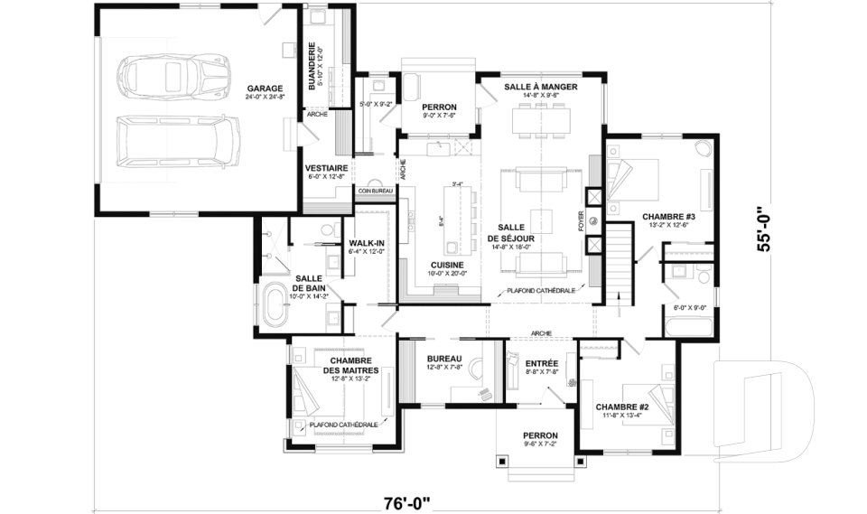 Rez-de-chaussée (Optionel $) - Plan résidentiel de type plain-pied moderne, superbe suite parentale, garage double et options de fondation - Andrews 2
