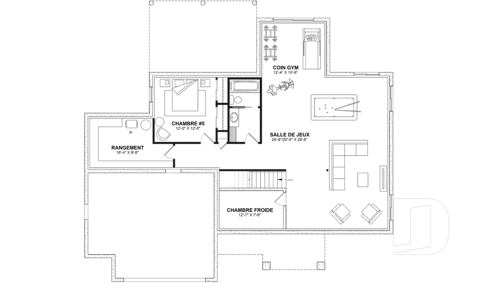 Sous-sol aménagé (Optionel $) -  - Gable House 2