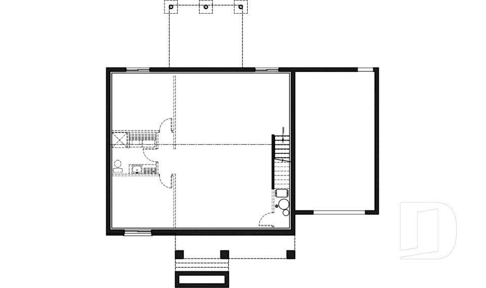Sous-sol - Plan de maison Crafsman 2 chambres, garage, aire ouverte, garde-manger, chute à linge - Nordika 5
